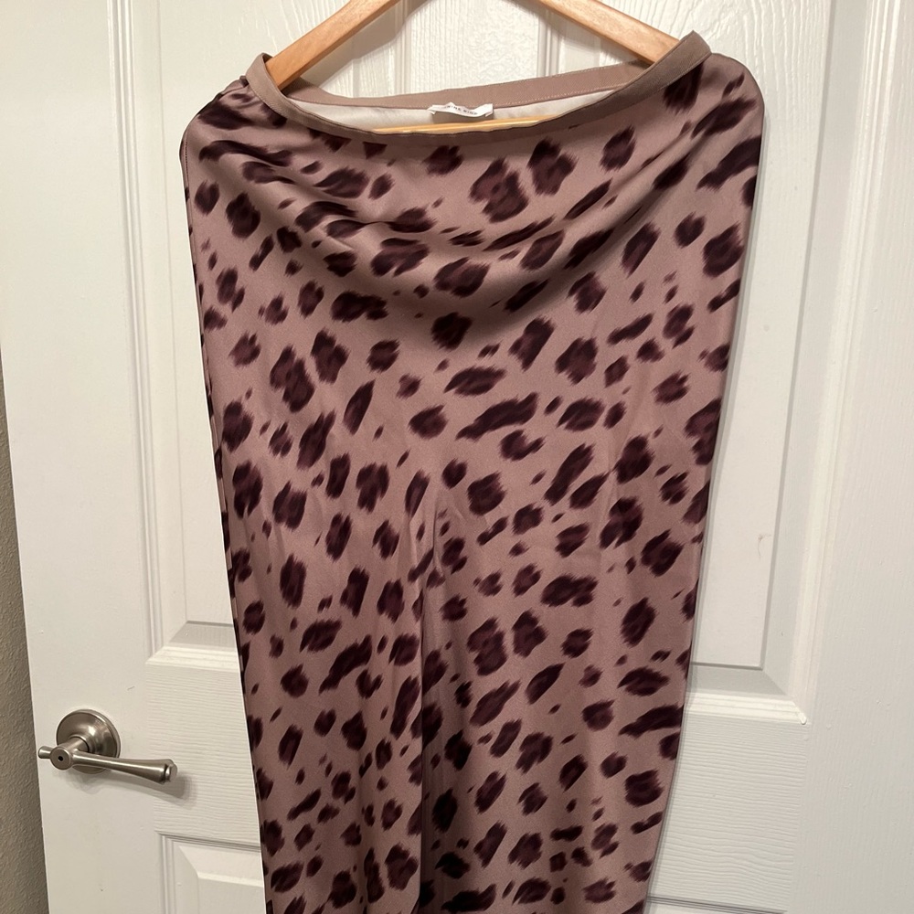 ANINE BING
Bar leopard-print silk-satin skirt